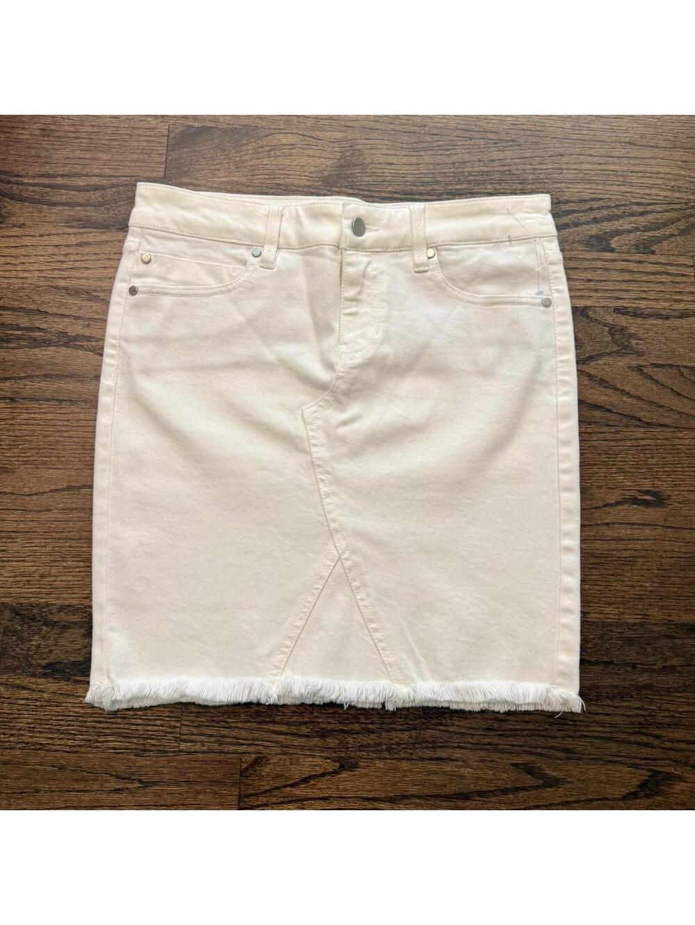 New Liverpool Los Angeles Mid-Rise Stretch White Denim Mini Skirt SZ 6/28